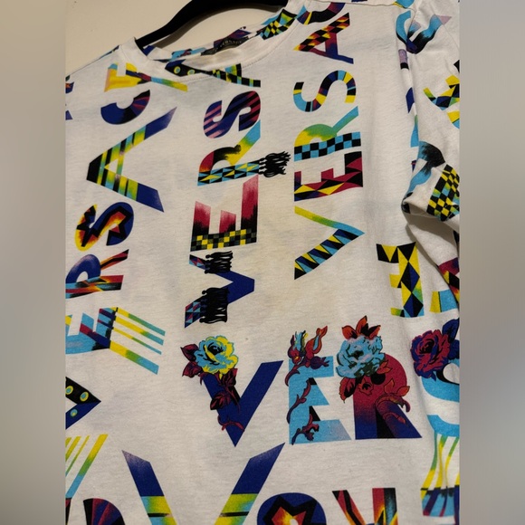 Versace Floral Spellout tshirt Multicolor - Picture 6 of 9
